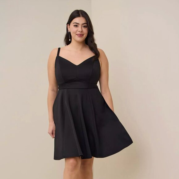 Mini Scuba Lace-Up Fit And Flare Dress-- Torrid - Picture 1 of 5